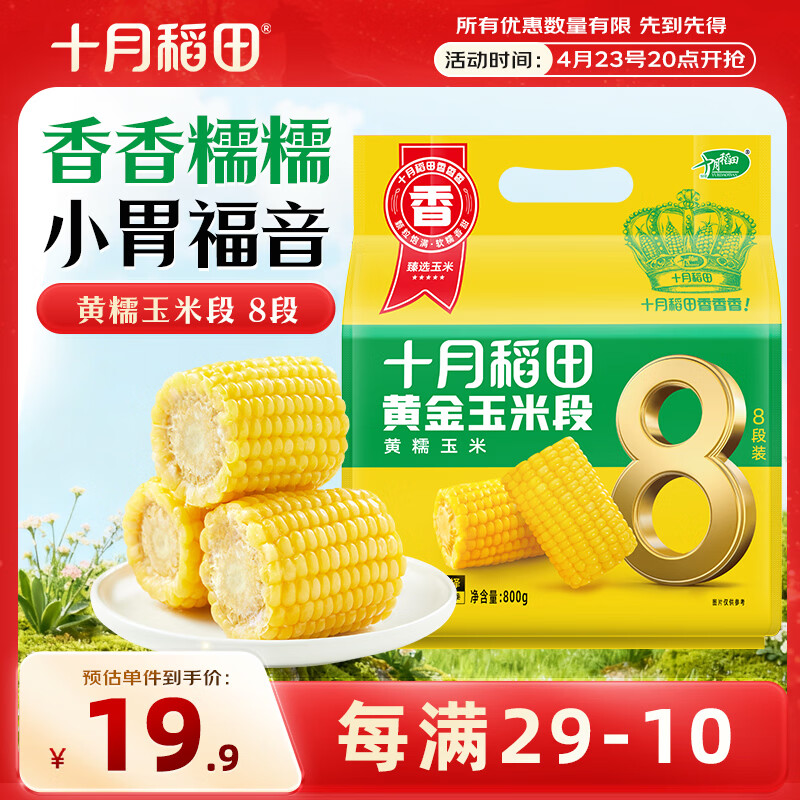 十月稻田 黄糯6cm玉米段 1.6斤8段 杂粮粗粮 东北玉米 低脂早餐 火锅食材