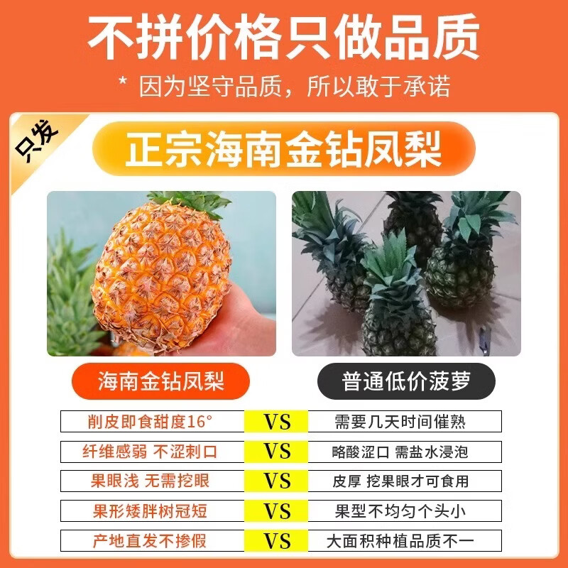 鲜宝道海南金钻凤梨新鲜整箱发货 5斤凤梨3-5个净重4.5斤