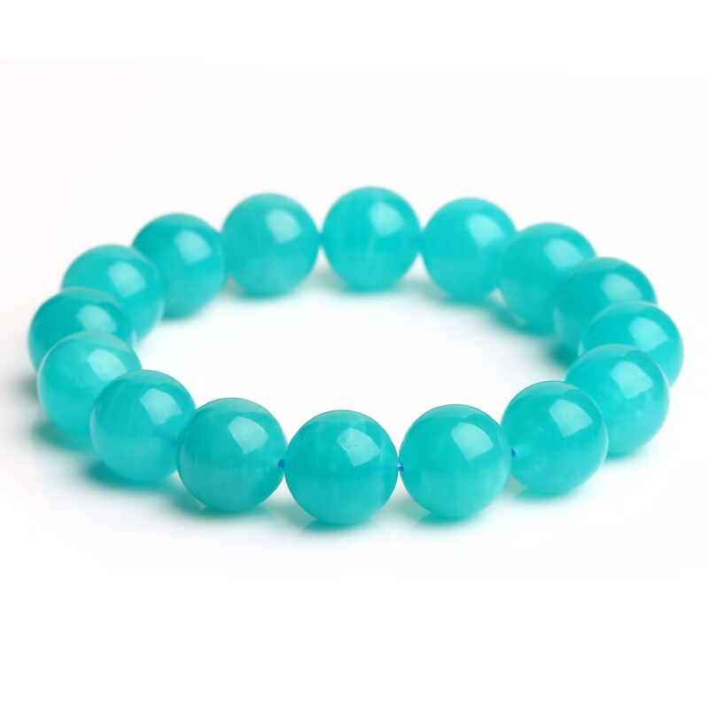 灵气 天然天河石手链 女款水晶手链 天河石散珠配件 送珠宝鉴定证书 天河石圆珠直径8mm小巧女款