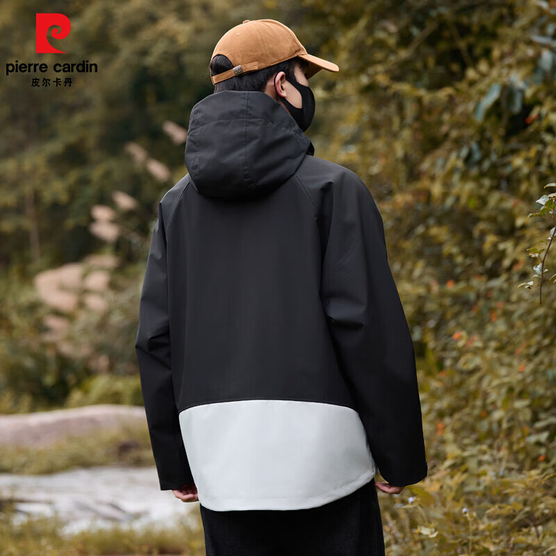皮尔卡丹（pierre cardin）三合一冲锋衣男2026冬季可拆卸内胆户外防风防水情侣外套上衣男 黑浅灰 【三合一】 S