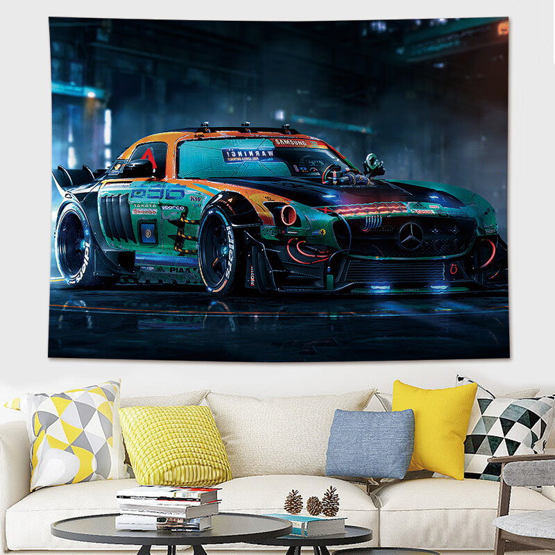 恩宝乐嘉宿舍墙布赛博朋克汽车挂布ins背景布学生宿舍改造房间装饰