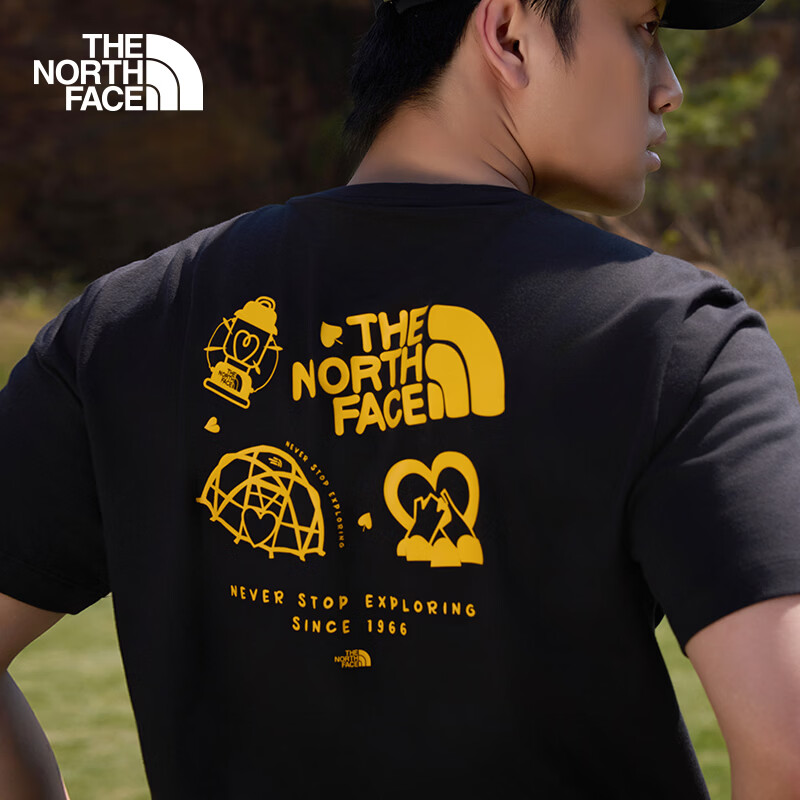 北面（The North Face）短袖T恤CAMP情侣款定制印花户外休闲百搭透气春夏款|8JSK JK3/宇宙黑 3XL /190/124A