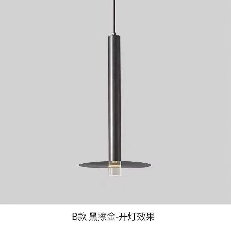 赛乐透简约铜本色圆柱吧台吊灯现代轻奢风 4500k中性光_b款黑色_45cm长*宽23cm