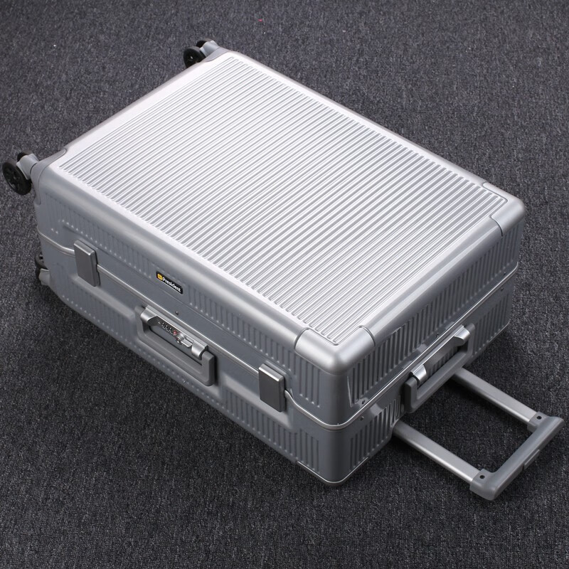 凌秀President凌秀 铝框拉杆箱行李箱男女轻音万向轮登机箱箱镜面箱子 铝框 卡扣 式【奢华银】 20英寸 (登机箱5年保修)