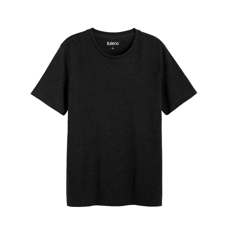 Baleno 班尼路 日系简约净色抗菌圆领短袖T恤情侣t 001A碳黑 L