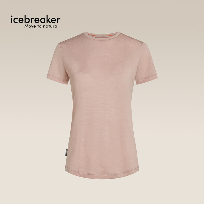 icebreaker美利奴羊毛女125 Cool-Lite可机洗户外徒步登山运动速干短袖T恤薄 0LH-霞粉 M