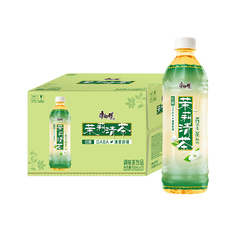 康师傅 茉莉清茶 茉莉花茶饮料 整箱量贩装500ml*15瓶 热门商品