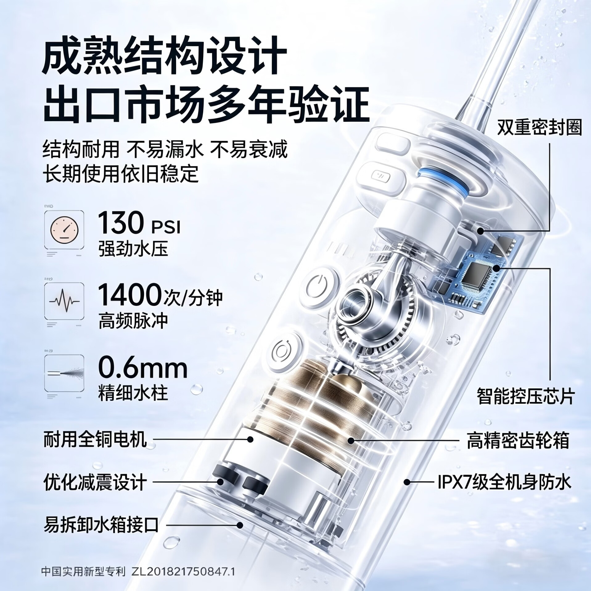 花絮青少年学生适用正畸冲牙器便携式水牙线配正畸适用洗牙器牙套口腔清洁器牙缝敏感牙龈适用礼盒包装 深海蓝 【正畸清洁款】【一年以换代修】 4支喷头