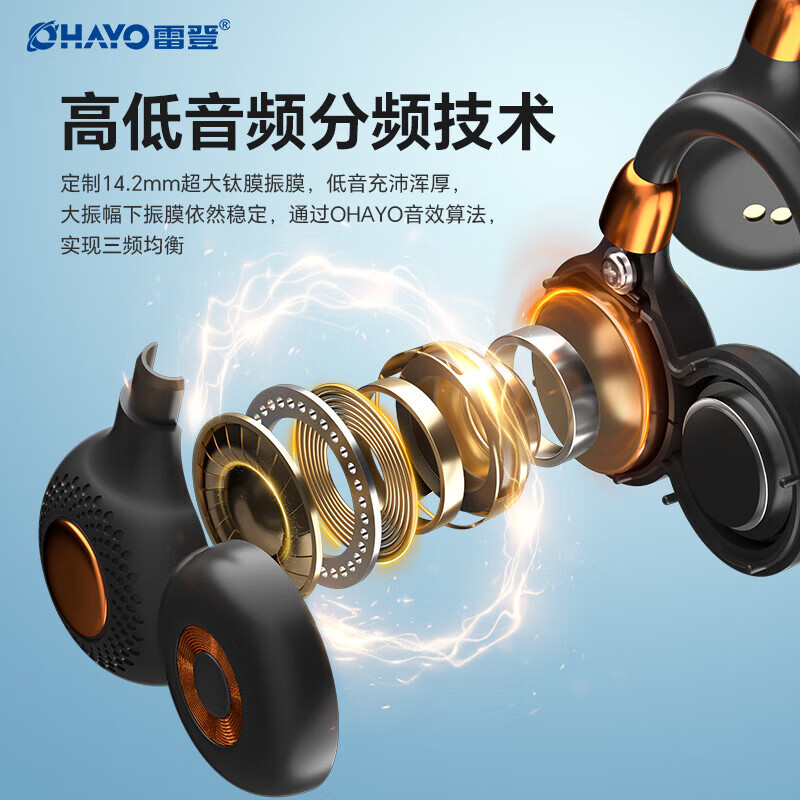 雷登（OHAYO）i10无线运动蓝牙耳机挂耳式防水防汗马拉松专业跑步耳机狂甩不掉开放式气传导不入耳超长续航 橙色【6级防水+360°全景音】