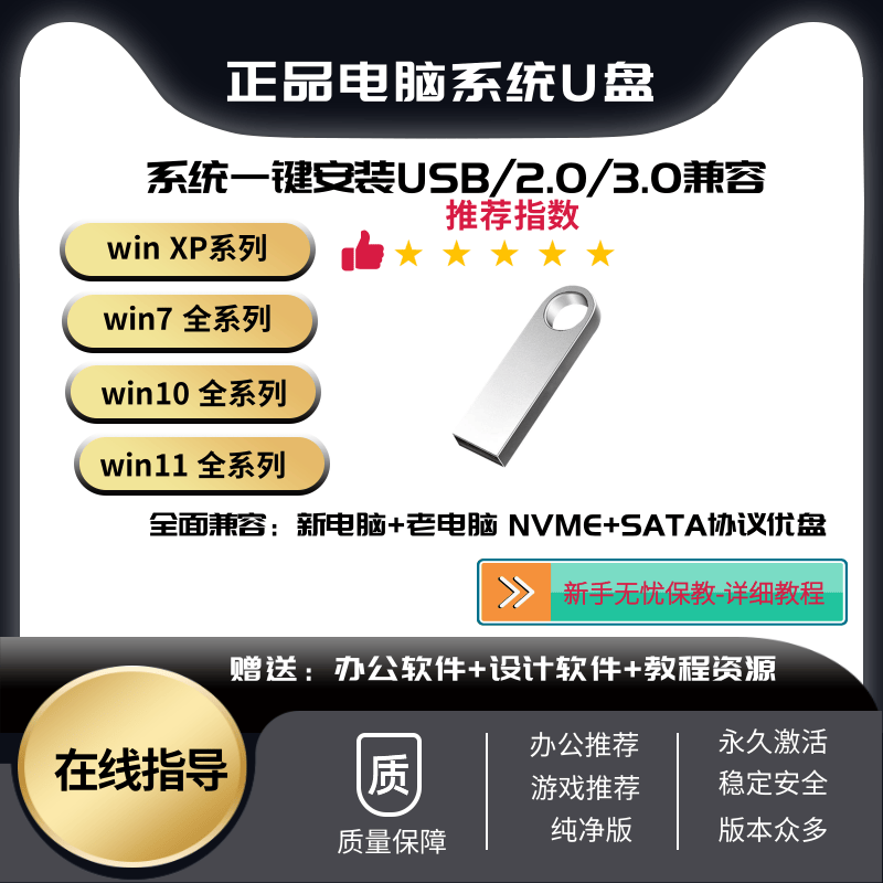 电脑系统U盘专业版纯净版装机一键重装旗舰PE优盘启动盘 纯净版wln7+10+11全套111个版本 64GB 京东折扣/优惠券