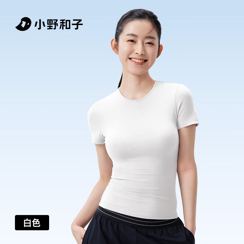 小野和子【超值特惠】小野和子夏款修身T恤女短袖夏正肩打底衣显瘦TK 【白色】修身显瘦__久用如新 S