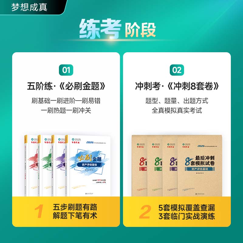 官方现货 资产评估师2026教材辅导习题册 必刷金题+冲刺8套模拟试卷+应试指导资产评估基础相关知识实务一二 真题库刷题 全科 必刷金题+模拟试卷 2026资产评估师