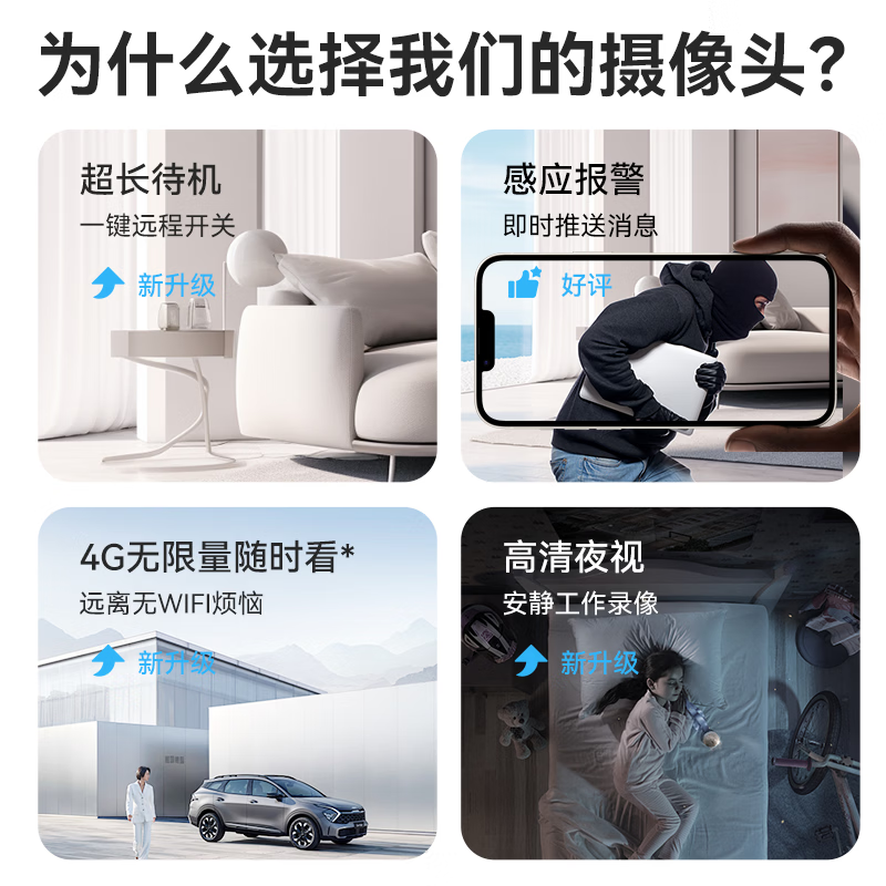 九目监控小巧无线手机远程免插电高清夜视家用摄影智能4G监控器WIFI室内外套装家庭360度无死角全景 超强续航4G版【无网手机监控 远程开关机】 128G