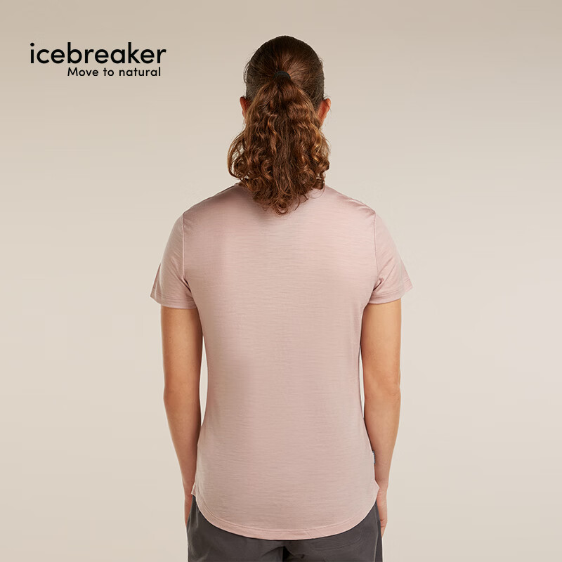 icebreaker美利奴羊毛女125 Cool-Lite可机洗户外徒步登山运动速干短袖T恤薄 0LH-霞粉 M