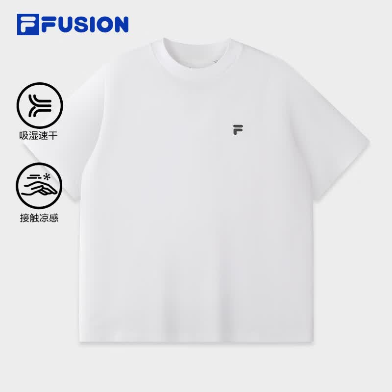 FILA FUSION斐乐潮牌男子针织短袖衫2026夏季新款吸湿速干凉感T恤 标准白-WT L 175/96A/L