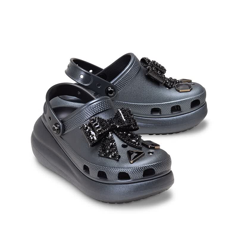 卡骆驰(CROCS)经典璀璨蝴蝶泡芙洞洞鞋时尚百搭花园鞋沙滩鞋|214118 黑色-001 37 /38(230mm)