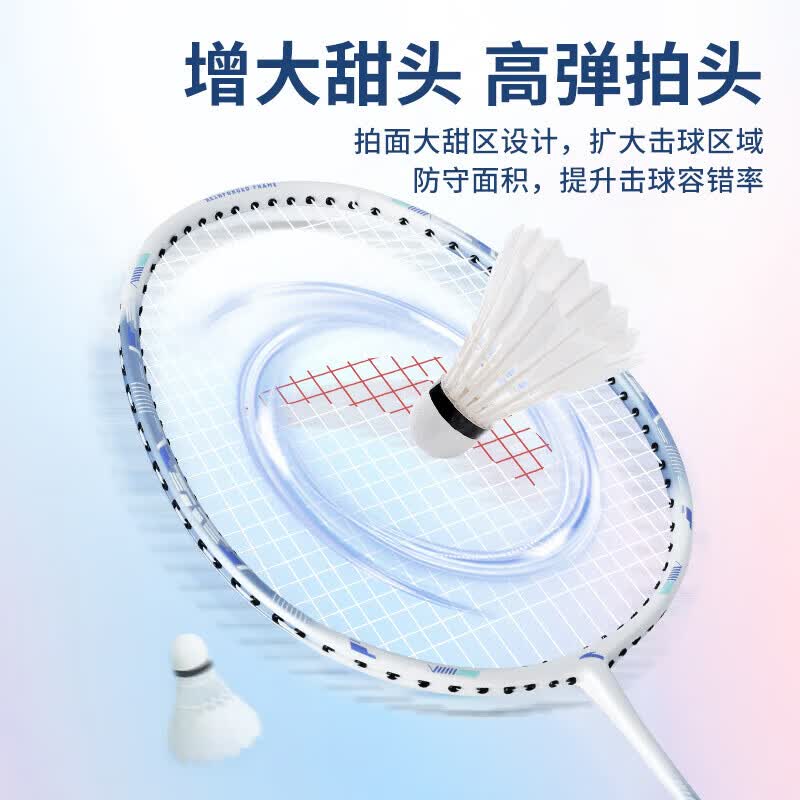 安踏(ANTA)全碳素羽毛球拍一对套装专业级儿童小学生6-15岁全碳素超轻耐打 高颜值碳素对拍【赠六球+2手胶+球包】