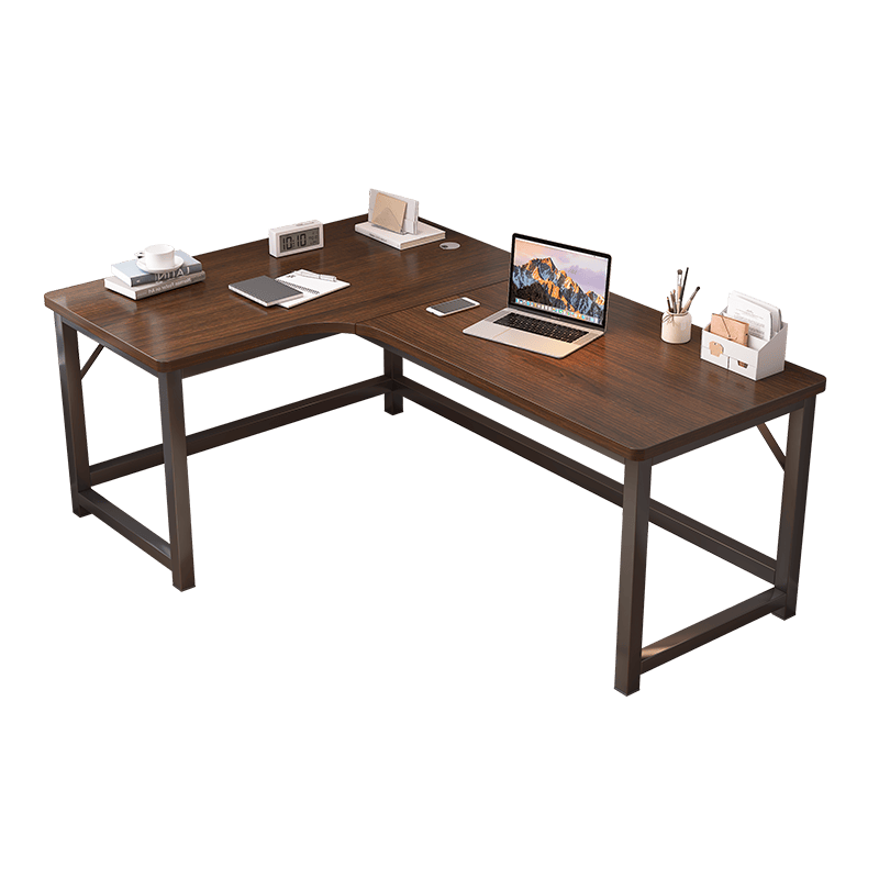 转角电脑桌台式家用电竞桌双人书桌书架卧室学生桌子办公桌游戏桌 左右互换 140x100cm暖白色