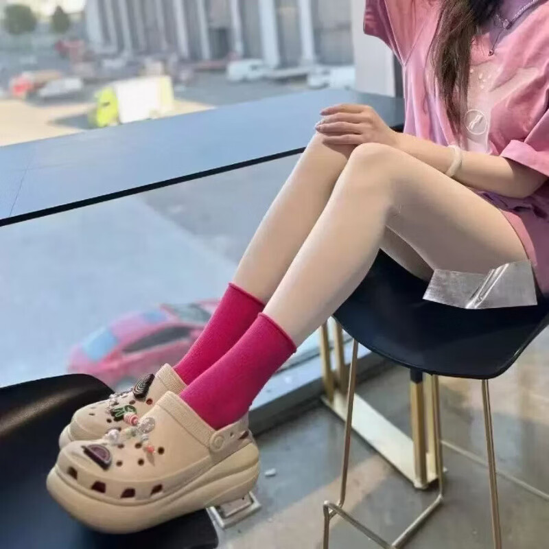 CORCS CROCS卡洛驰经典款云朵洞洞鞋泡芙Clog男女一脚蹬沙滩鞋厚底女鞋凉拖鞋 经典款骨白(含8枚CROCS鞋花) 37-38 =W7