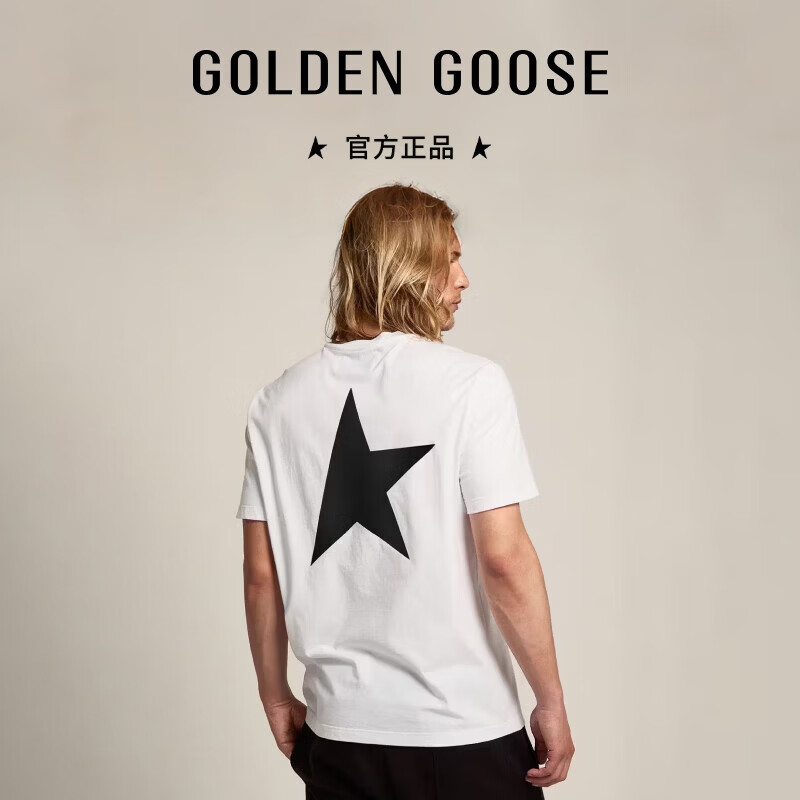 GOLDEN GOOSE男装StarCollection印花棉质短袖T恤GGDB 白色/黑色 M (180/100A)