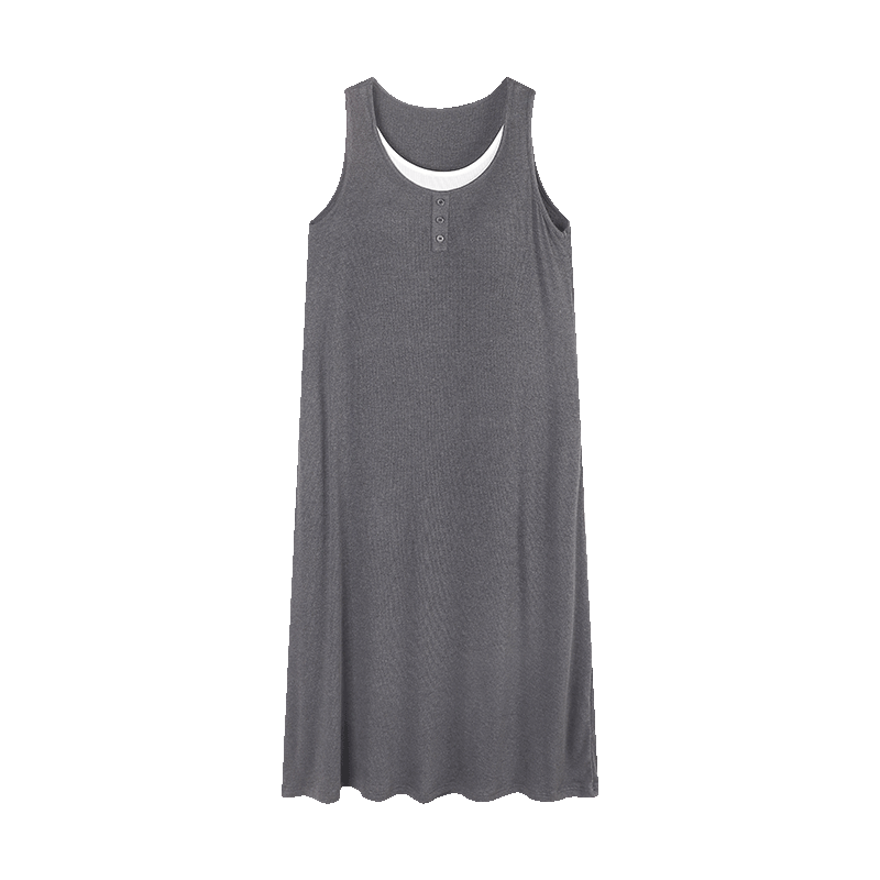 猫人背心睡裙女款夏季带胸垫新款宽松凉感冰丝长款睡衣家居服 浅灰 【凉感冰丝 自带胸垫】 M 【推荐约150-160CM/80-100斤】