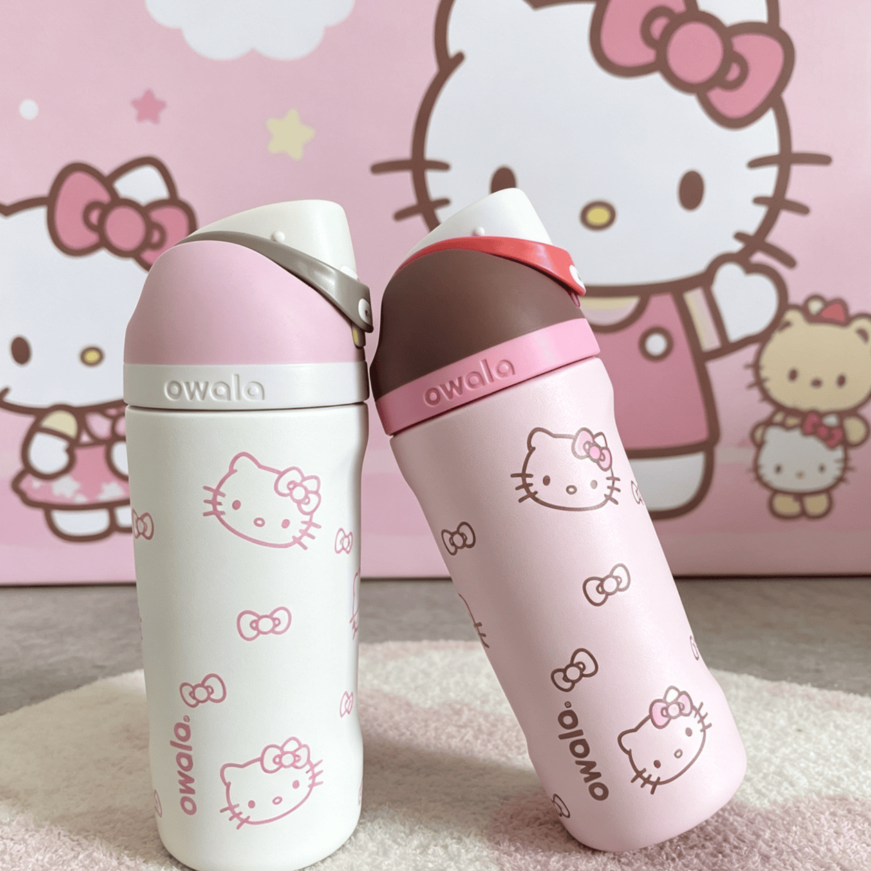 Owala正品 kids freesip高颜值儿童保温杯16oz防摔吸管杯便携水杯 hellokitty粉色 16oz/470ml