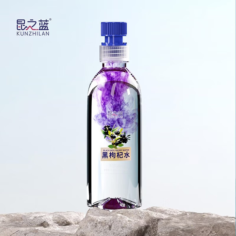 昆之蓝黑枸杞水弱碱性水即饮植物饮料花青素枸杞茶特产礼盒伴手礼 360ml*6瓶*3箱【甜味】