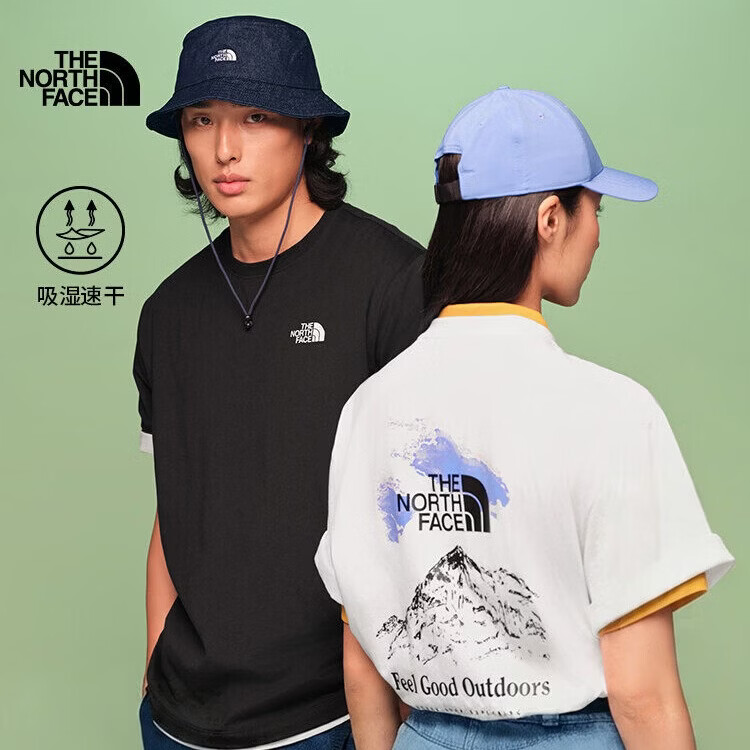 The North Face北面男女同款印花系列短袖T恤户外透气8M7A 白色/HF0 L