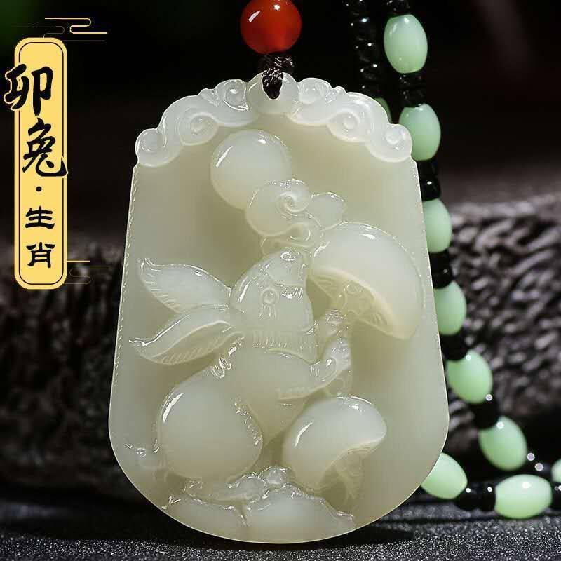 12生肖翡翠绿项坠玉石生肖吊坠阿富汗青白色玉石十二生肖属相吊坠 小生肖羊