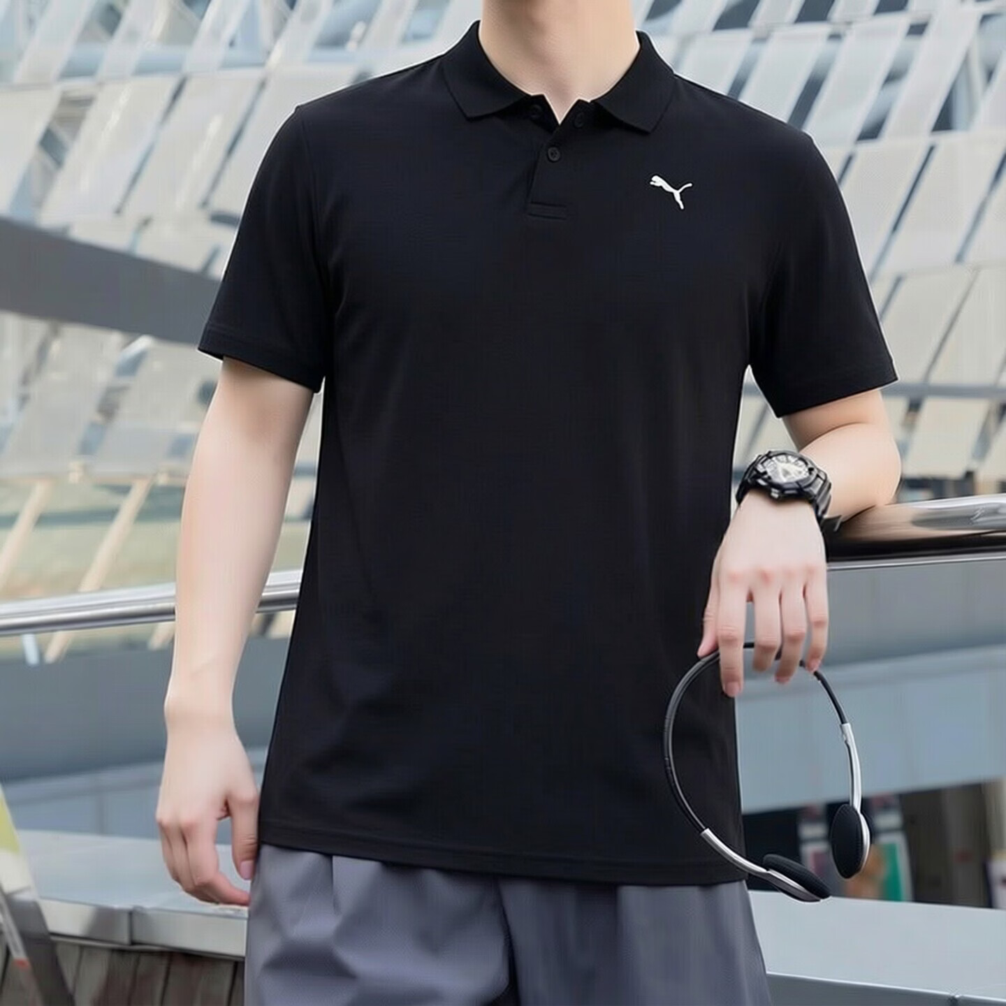 彪马（PUMA）短袖男 夏季新款运动休闲服健身训练跑步透气polo衫宽松翻领t恤 528699-01 / DRYCELL吸湿快干 L (180/100A)