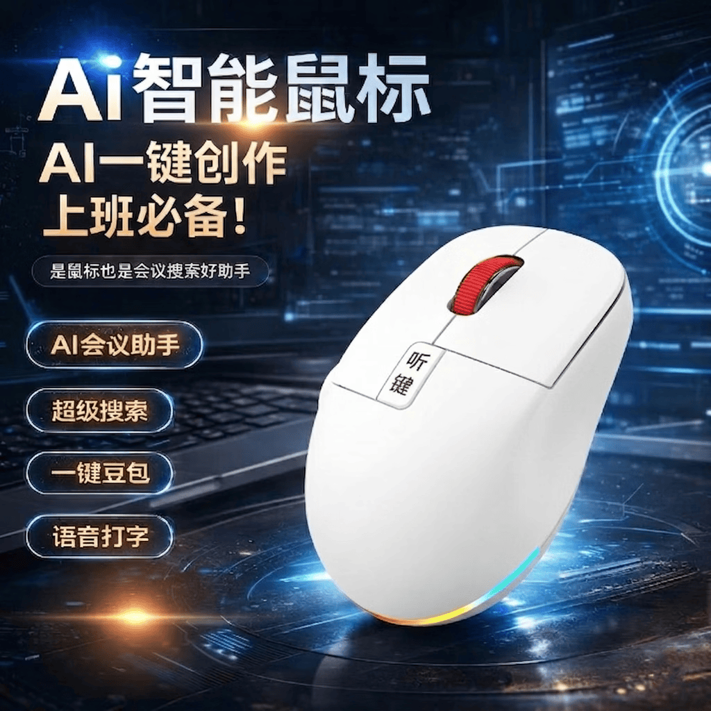 云小鹿AI智能语音翻译粤语繁体写作AIPPT表格会议助手模无线蓝牙鼠标 米色-语音打字粤语繁体-AIPPT表格会议搜索