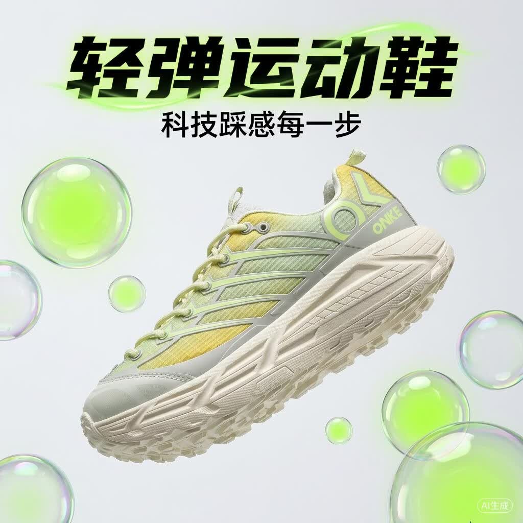 ONKE德国欧克情侣跑步鞋夏季百搭软底回弹减震透气轻便户外休闲运动鞋 流光绿 38