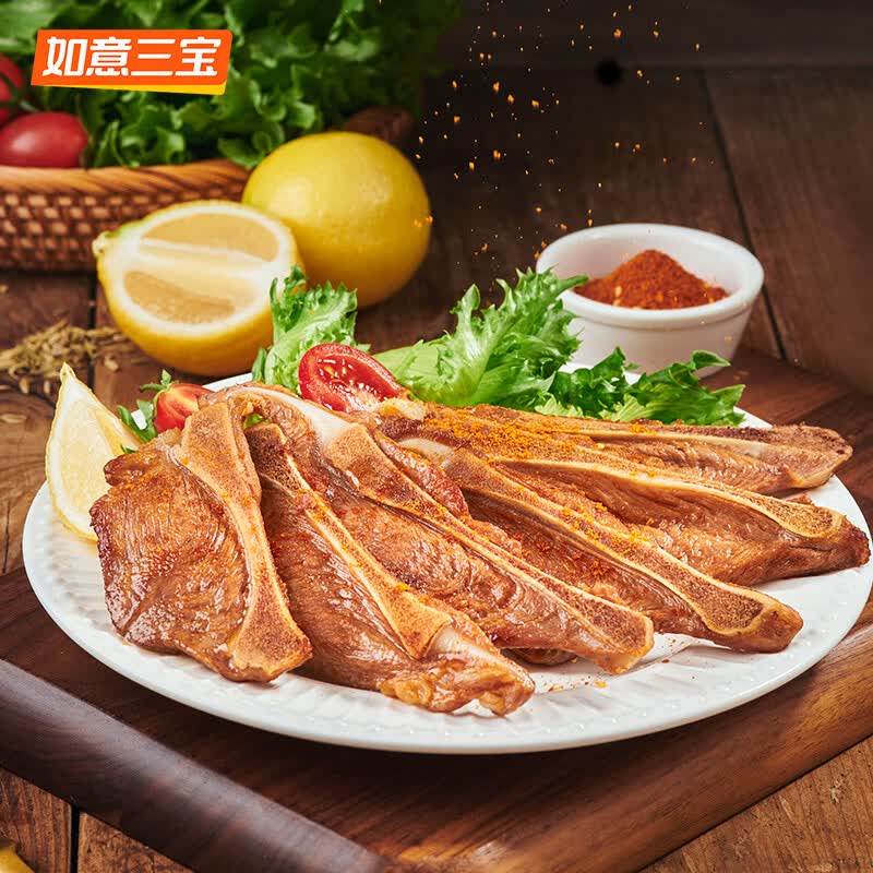 如意三宝猪排生鲜手抓扇子骨炸排骨半成品冷冻带骨猪肉烧烤食材 孜然扇子骨265g*6盒(1590g)