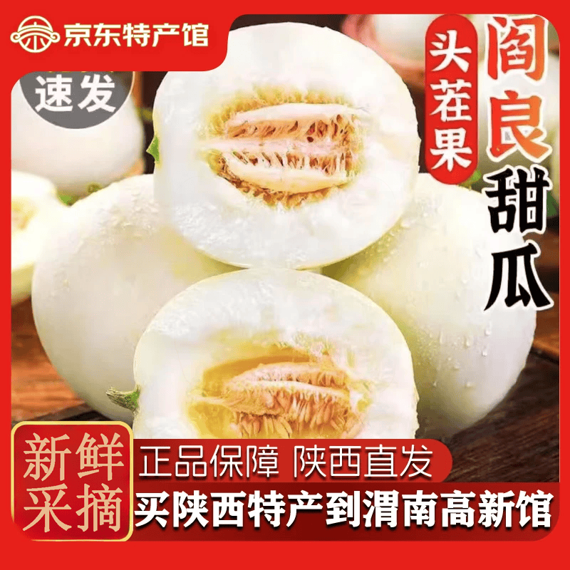 沁园秋陕西阎良甜瓜头茬小籽甜瓜香甜爆汁当季现摘新鲜水果 家庭装阎良甜瓜净重4.5-5斤（2-6枚）