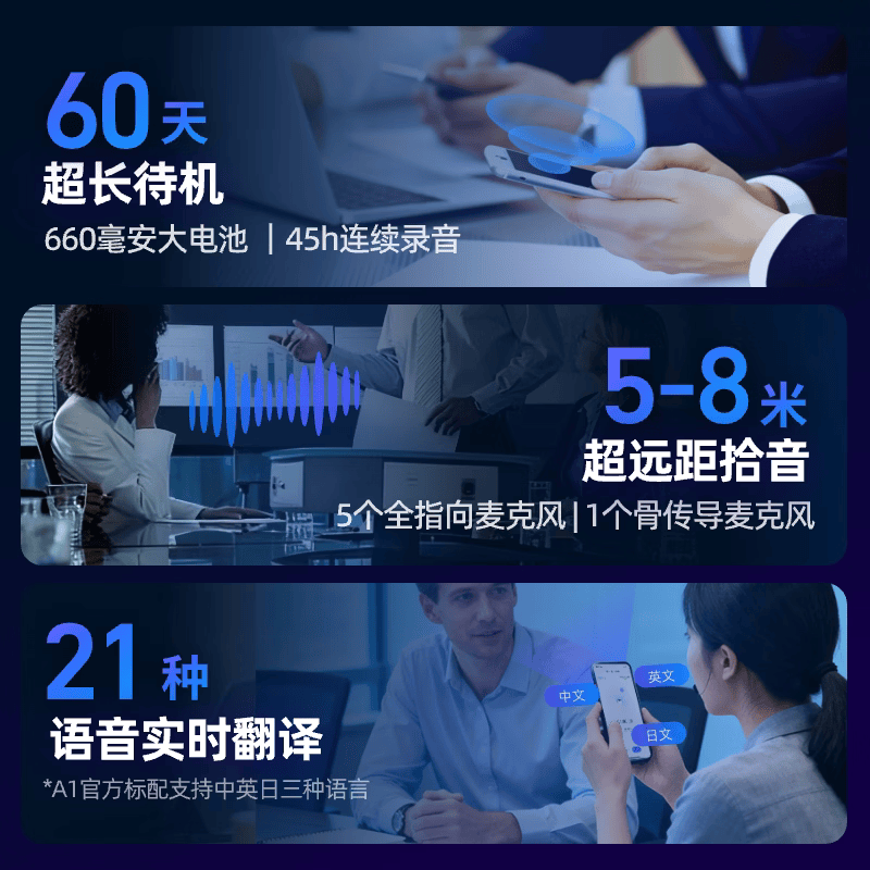 钉钉talk a1智能ai录音卡片转文字会议纪要录音笔DingTalk a1分析记录总结翻译神器设备录音豆机 BX41 暮夜黑+磁吸套 旗舰版每月1300分钟语音权益