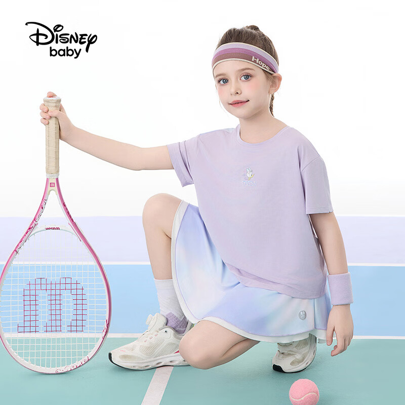 迪士尼（Disney）迪士尼女童运动套装2026夏季新款儿童休闲运动套装两件套女夏装 紫色梦幻 160 高155-160cm重85-100斤