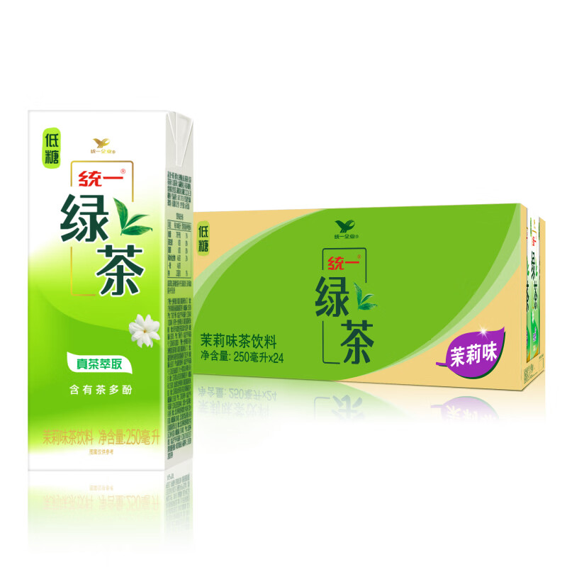 统一 绿茶 250ml*24盒/箱 茶饮料 整箱装 （新旧包装随机发货）