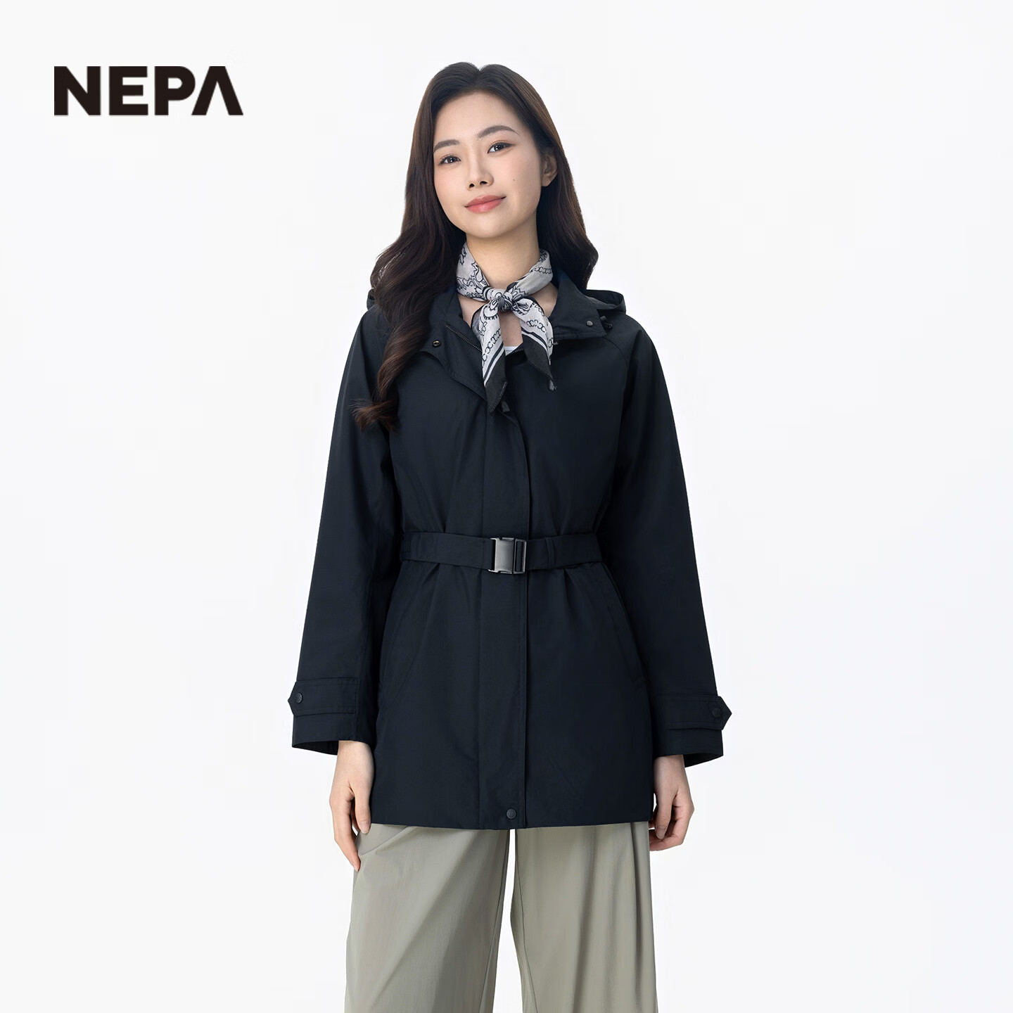 NEPA耐葩26年春夏户外女士防水冲锋衣时尚收腰风衣版型夹克7M20561 油墨藏青 M03 M 170/92A(100)