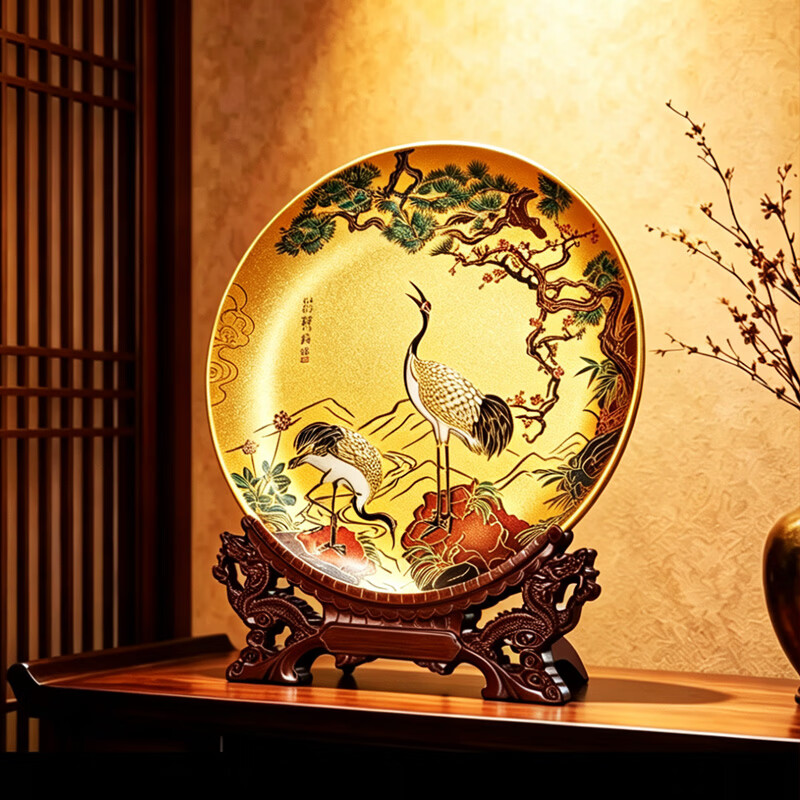 耕玉祝寿贺寿607080百岁大寿送长辈爷爷奶奶父母老人退休荣休松鹤延年 松鹤长春晶雕手绘盘-定制专用