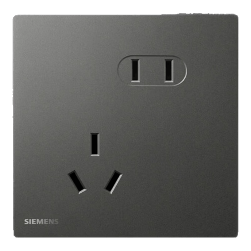 西门子(SIEMENS)开关插座面板 86型暗装致昕系列 深灰银色家用无边框大面板 斜五孔