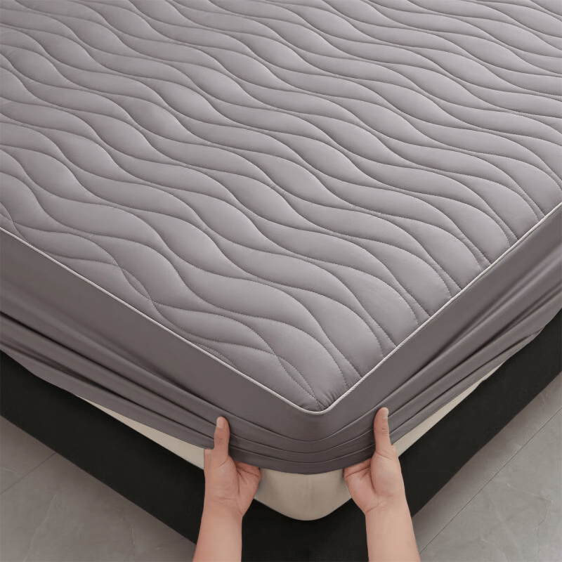 索菲亚夹棉床笠100%纯棉面料A类床垫保护套隔脏防水加厚床套罩 深灰 50支 单床笠180cm*200cm