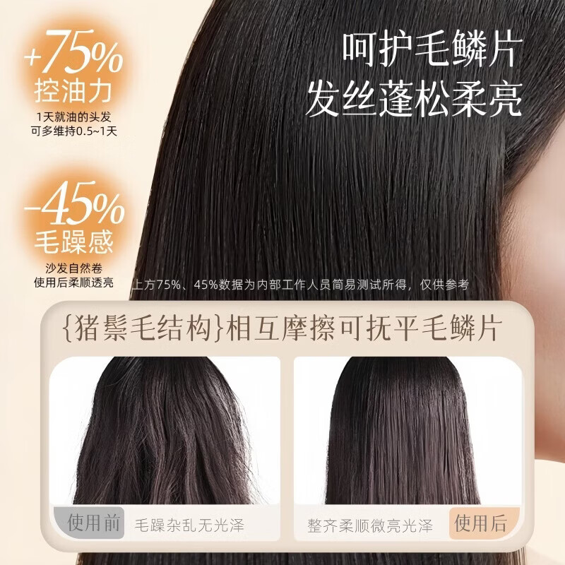 便携折叠猪鬃毛梳鬓角梳女士化妆盘发卷发蓬松造型美发打毛小梳子 猪鬃毛折叠梳-琥珀色-带耳朵款-3个