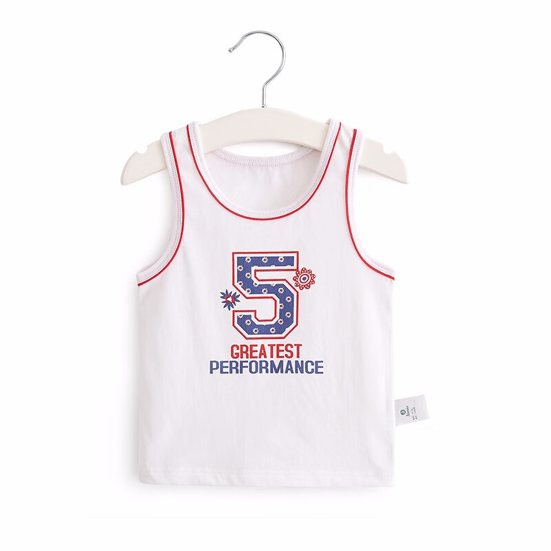 盛哲卡儿童背心纯棉男女童背心宝宝背心吊带内衣打底秋冬 白色数字 73