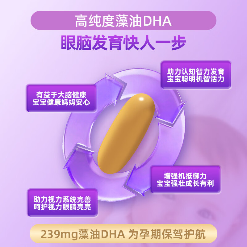 VITOPHARM澳洲孕妇专用藻油DHA复合维生素孕中后期营养补铁活性叶酸亚麻酸 60粒*1瓶 【宝宝眼脑发育】孕妇专用DHA