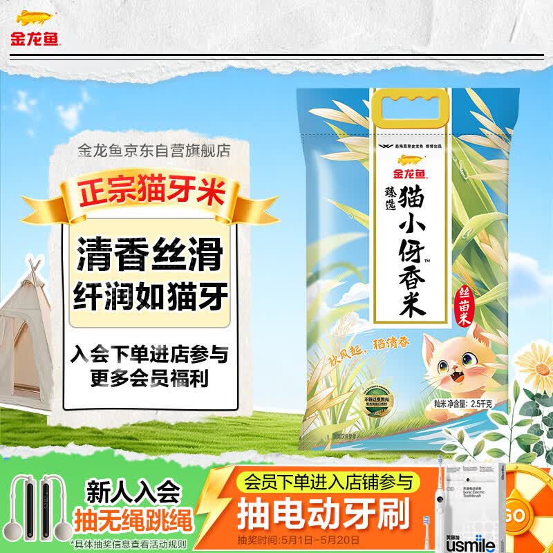 金龙鱼 猫牙米 长粒米 丝苗米 臻选猫牙香丝米 5斤