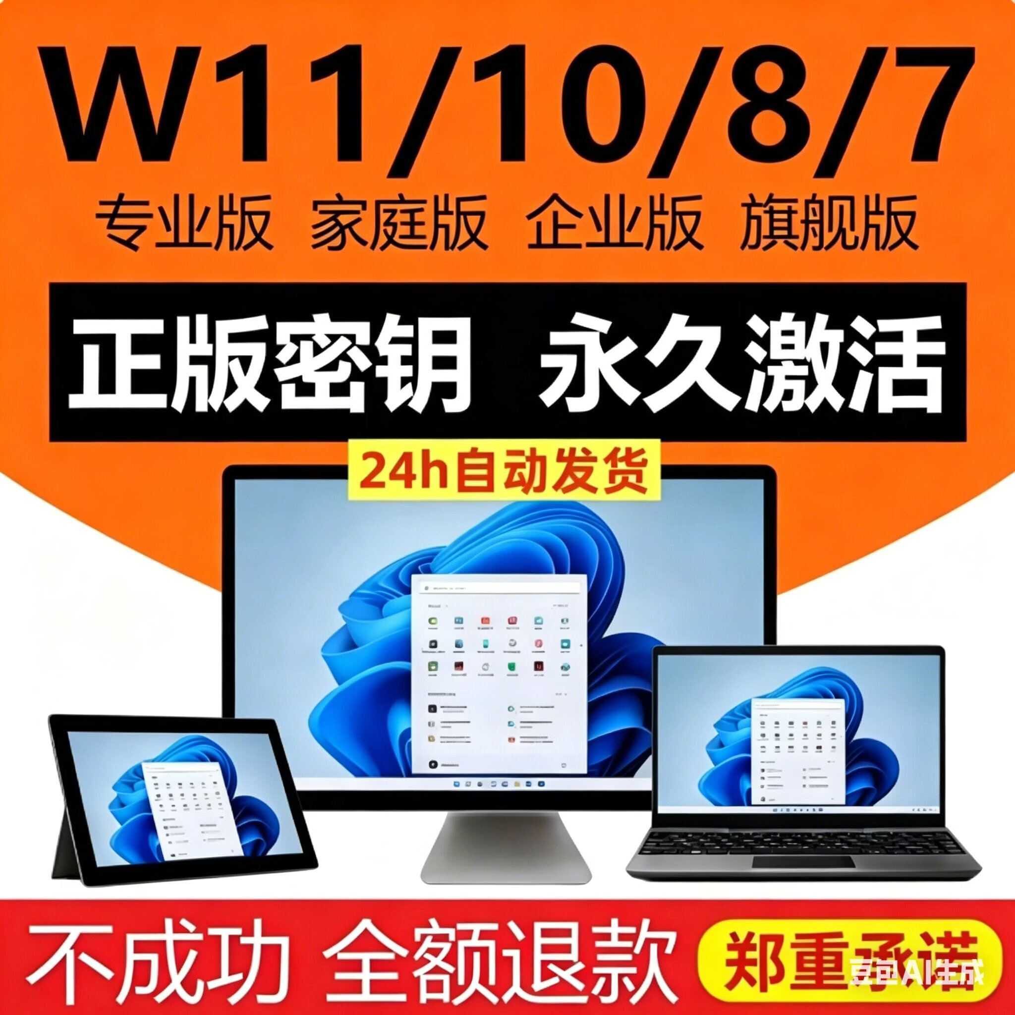 win11家庭版专业版密钥正版windows10激活码 win10/11远程安系统 远程安装系统 24小时自动发货