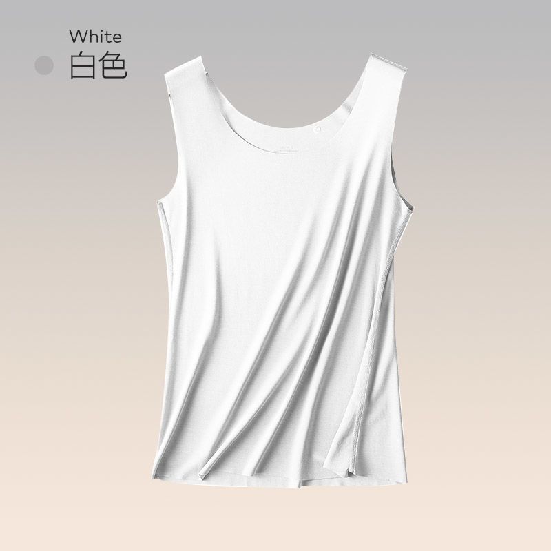 宜而爽60S莫代尔女士背心春夏季薄款修身纯色内搭新款外穿显瘦打底上衣 天空白 2XL 【130-150斤】