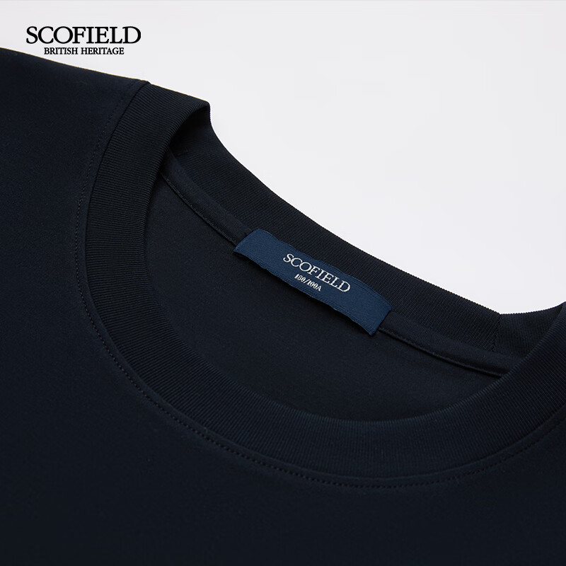 Scofield男士26年夏季新款新疆棉短款宽松通勤舒适休闲短袖T恤男 藏青色 M (170)