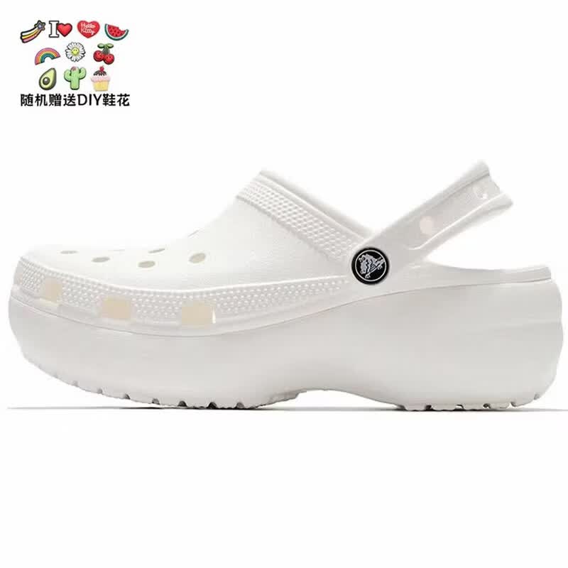 CORCS CROCS卡洛驰夏季新款云朵洞洞鞋女士厚底休闲凉鞋卡骆户外沙滩鞋女拖鞋 云朵骨白(含8枚CROCS鞋花) 36-37 =W6