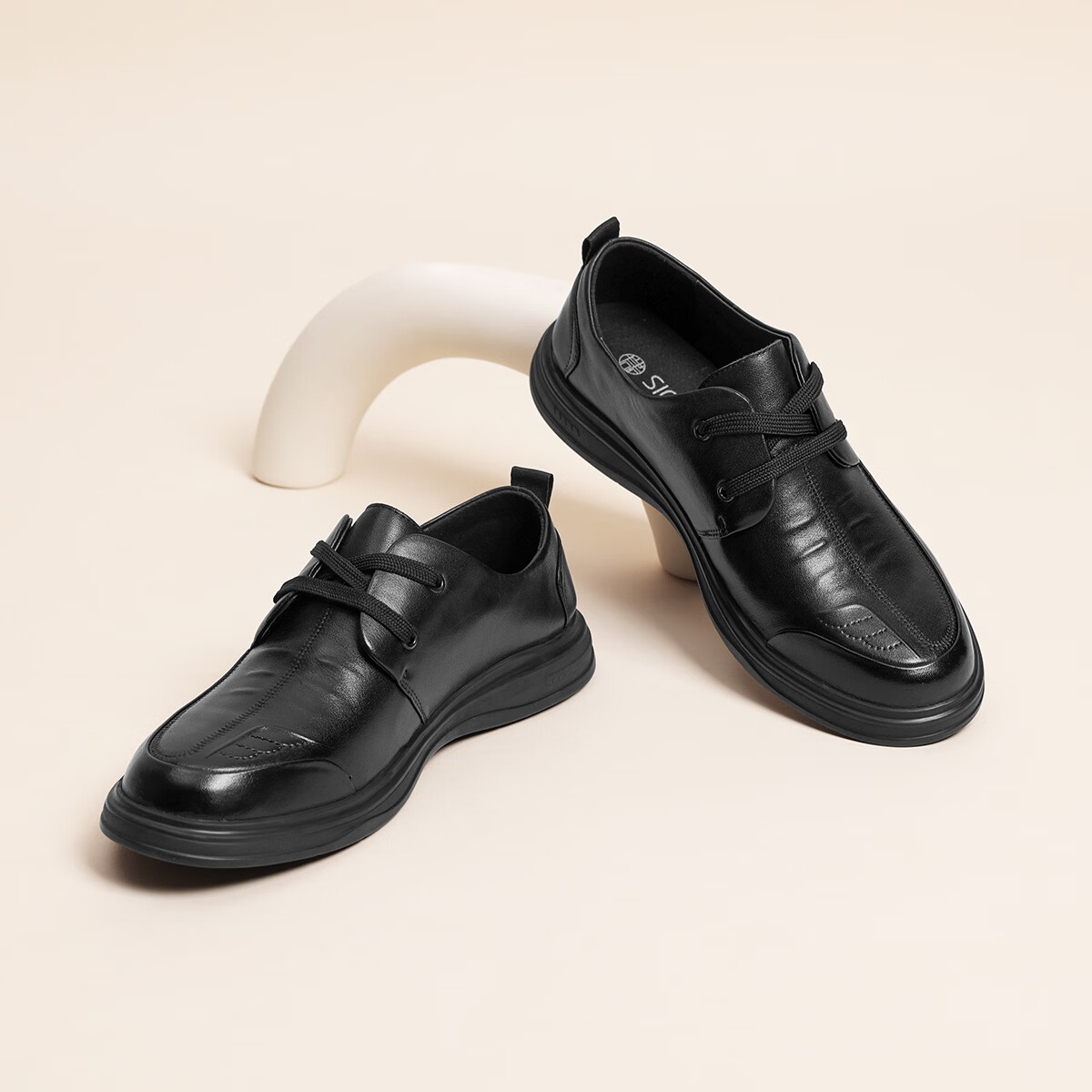 信诺（SiGNEW）信诺真皮舒适男鞋春秋新款英伦风商务休闲皮鞋软底爸爸鞋男士 单层 黑色 47